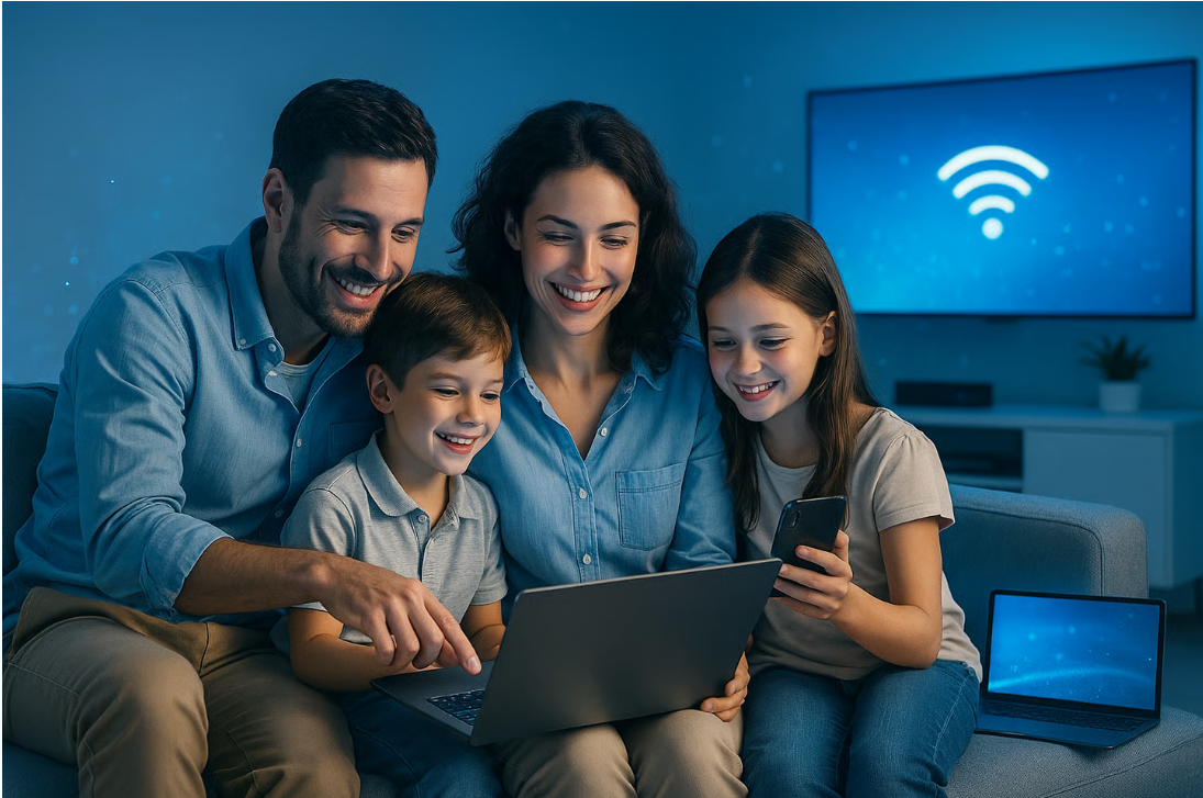 Famiglia connessa in casa con EOLO